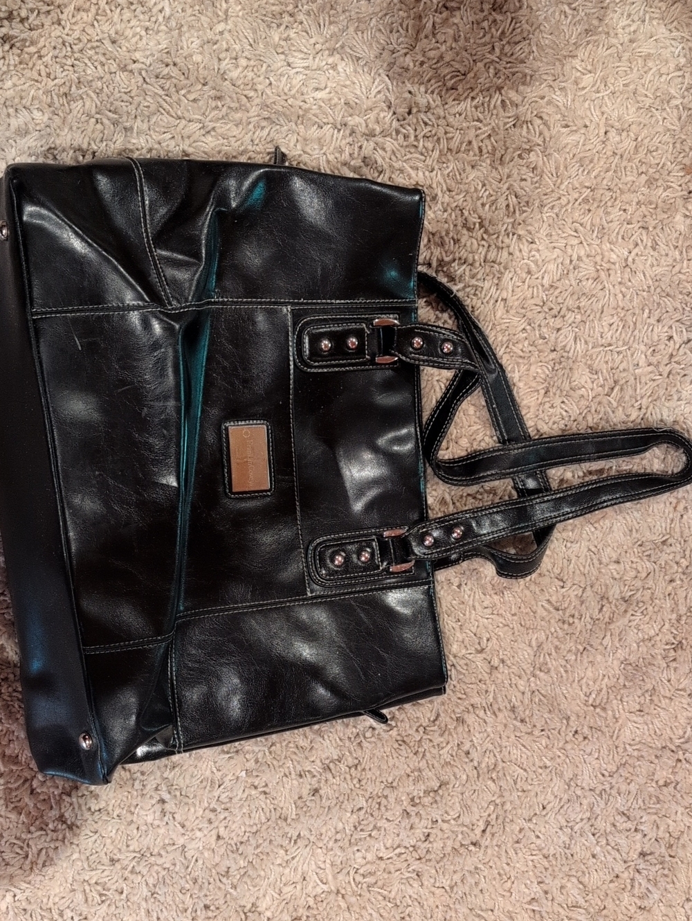 Franklin Covey Black Leather Organizer with Branded Plaque